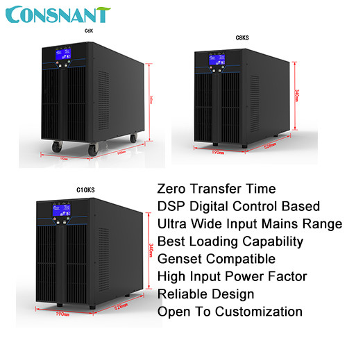 Online 70HZ High Frequency UPS System Zero Transfer Double Conversion PFC