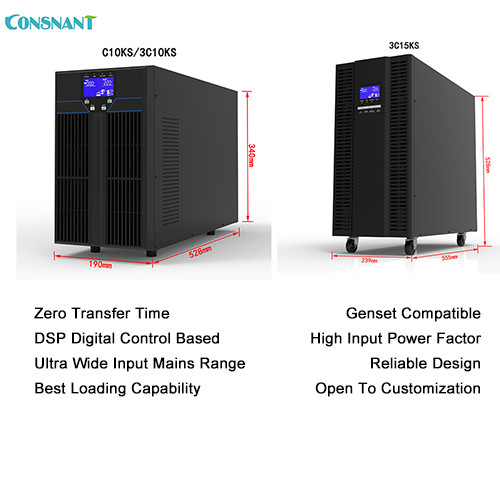 Online 70HZ High Frequency UPS System Zero Transfer Double Conversion PFC